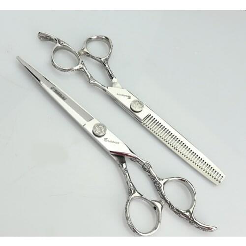 6/7 inch professional hairdressing scissors exquisite thinning scissors stainless steel non-slip cutting tool hair scissors set