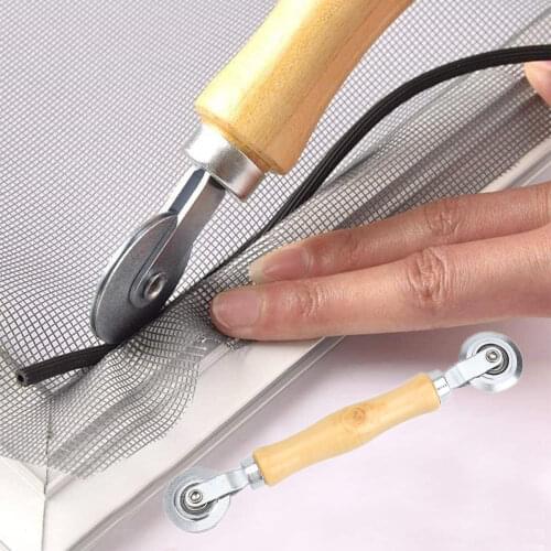 Hand Spline Roller Wooden Handle And Steel Wheels Rolling Tool For Double Window Installation Household Durable Screen Door