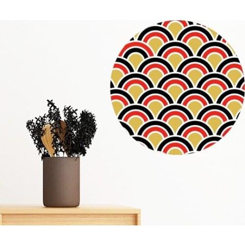 Squama Red Golden Black Pattern Removable Wall Sticker Art Decals Mural DIY Wallpaper for Room Decal