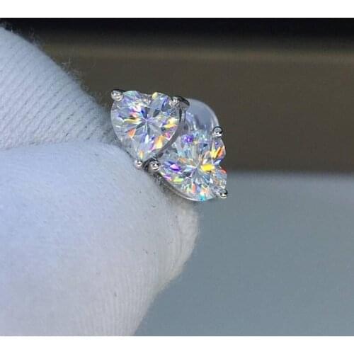 Heart shape Stud earring AAAAA Cz stone Real 925 Sterling silver Simple Party wedding Stud Earrings for women Bridal Jewelry