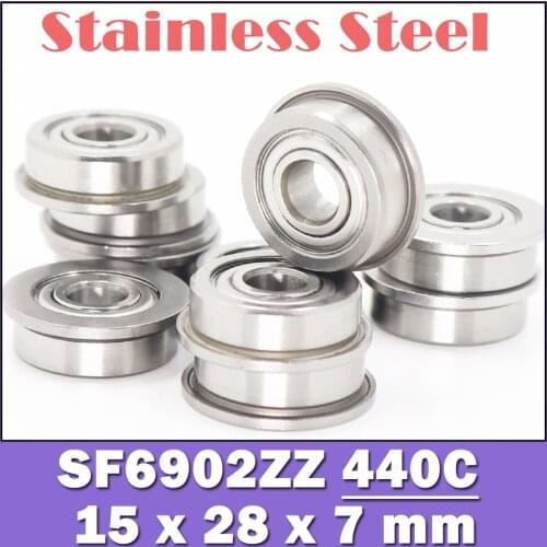 SF6902ZZ Flange Bearing 15X28X7 mm 10PCS Double Shielded Stainless Steel Flanged SF 6902 Z ZZ Ball Bearings S F6902Z