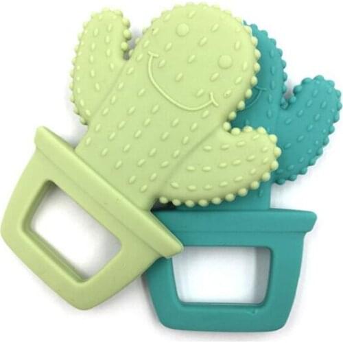 Silicone Teethers Cartoon Cactus Baby Teether Teething Toy Infant Food Grade Silicone Charms Kids Teething Necklace Accessories