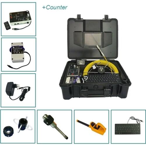 Sewer pipe inspection camera system 40m/50m cable built in 512hz transmitter with meter counter function and 512hz pipe locator