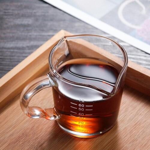 70mL Glass Coffee Cups Measuring Cup Transparent Heat-resistant Glass Milk Cup with 2 Spouts for Kitchen Indoor Drinking Tea