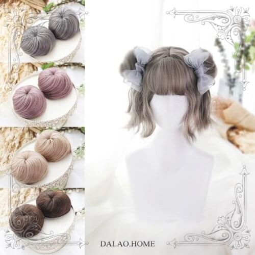 High Quality Harajuku Soft Girl Lolita Small Bun Wig Hair Bag Tiger Clip Accessories