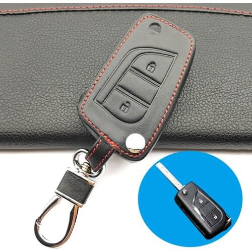 High quality leather key case car-covers for Toyota Carnival Corolla Crown Rav4 Leather Wallet Keychain Key Cover protect shell