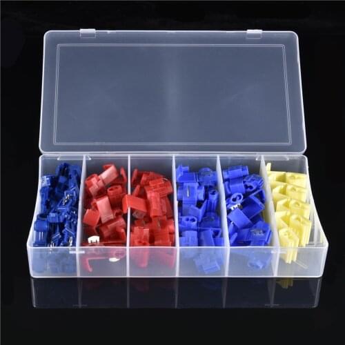 65PCS Free Break Cable Clip Cable Buckle Connector Five-In-One Suit Combination Scotch Lock Splice Wire Joint Crimp Terminals