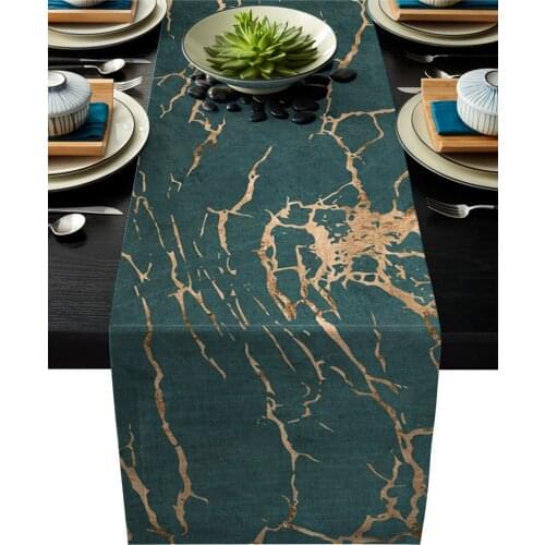 Green Marble Lines Crack Texture Modern Table Runners For Wedding Party Chirstmas Table Mat Coasters Hotel Home Table Decor