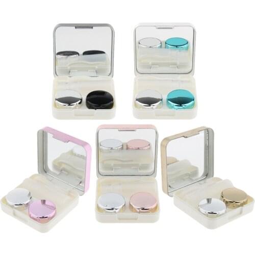 Outdoor Travel Mini Mirror Contact Lens Case Storage Box Container Organizer