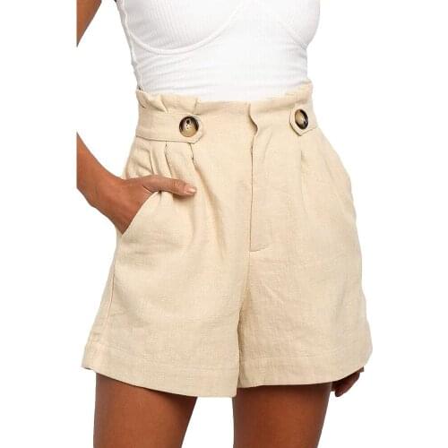 2021 European and American Womens Summer Short Pleated Pocket A-line Elastic Lace High-waist Shorts