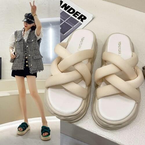 2021 New summer Women Slippers Platform Solid Color Casual female Outdoor Summer Sandals Fashion Ladies Footwear Size 35-40