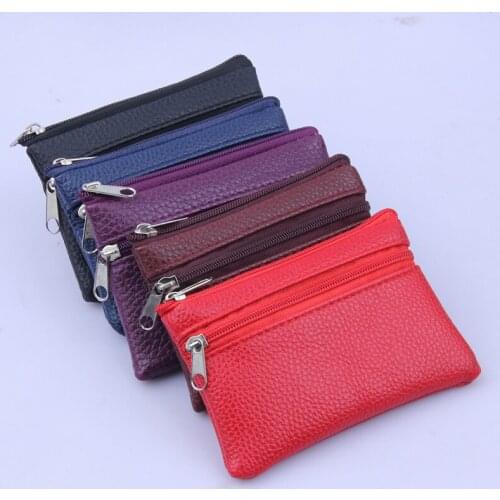 1PC Women Fashion Leather Coin Purse Mini Zipper Money Bags Small Wallet Change Purses Lychee Pattern Wallets Key Card Holder