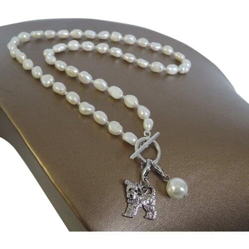100% NATURE FRESHWATER PEARL NECKLACE and bracelet,long baroque pearl 7-9 mm,chrstmas tree and dog pendant