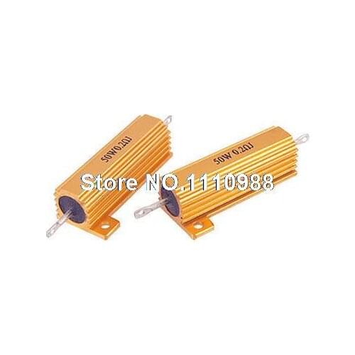 2 Pcs Wirewound Aluminum Shell Resistors 50W 5% 0.2 Ohm