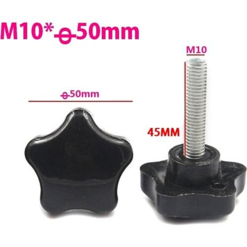 20pcs/LOT Black Bakelite M10x45mm Male Thread 5 Star Shaped Head 50mm Diameter Star Knob Grips Clamping Screw Knob M10X50XD45