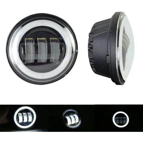 4-1/2 4.5" inch LED Fog Passing Auxiliary Spot Light Lamps with Housing Bucket Mount Bracket for Touring Electra Glide