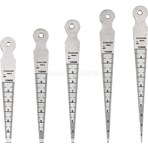 5PCS/SET Stainless Steel Taper Gauge Feeler Gap Hole Metric Measuring Tool Aperture Scale Wedge For Drill