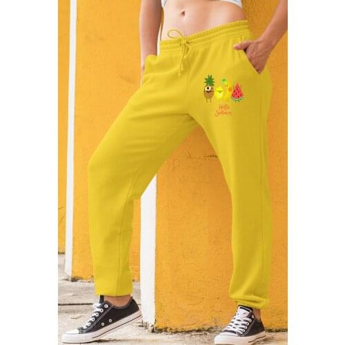 Angemiel Wear Hello Summer Tropical Yellow Women Sweatpants