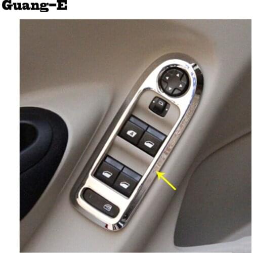 Car ABS Chrome Door Window Glass Inner Panel Armrest Lift Switch Button Trim Frame Part 4pcs For Peugeot 301 2014 2015 2016 2017