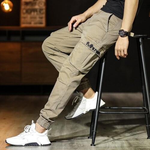 Mens Joggers Cotton Cargo Pants Autumn Winter Casual Fashion Military Pants Loose Multi PocketsTactical Trousers Man Overalls