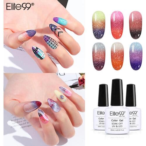 Elite99 10ml Laser Temperature Color Change Gel Polish Soak Off UV Nail Varnish Nail Art Manicure Shimmer Thermal Gel Polish