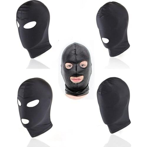 Fetish Gay Full Head Bondage Mask Sex Hood Adult Games Sex Restraint Elastic Fabric Slave Mask BDSM Hood Sex Toys for Men Gay
