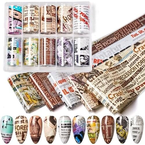 Newspaper Stickers On Nail Foils Transfer For Nail Art Stickers Decals Decoration DIY Nail Accessories