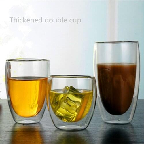 Personality Glass Creative Coffee Cup Thickened Office Double Breakfast Milk Cup Glass Water Cup Glass Juice Cup Beer Glass