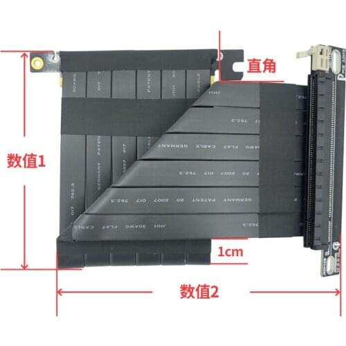 Customization PCIe Riser Fold Cable, 3.0 x16 PCI Express Riser Extender, Right 90 Degree GUP Riser A4 ITX Chassis Cable
