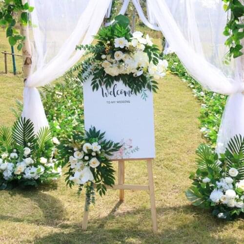 New wedding artificial flower welcome card home door wall decoration wedding custom simulation flower oad sign photography props