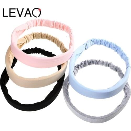 LEVAO 2021 Men Women Solid Headband Fabric Turban Elastic Headwear Head Wrap Sport Hair Accessories For Women Hair Bands