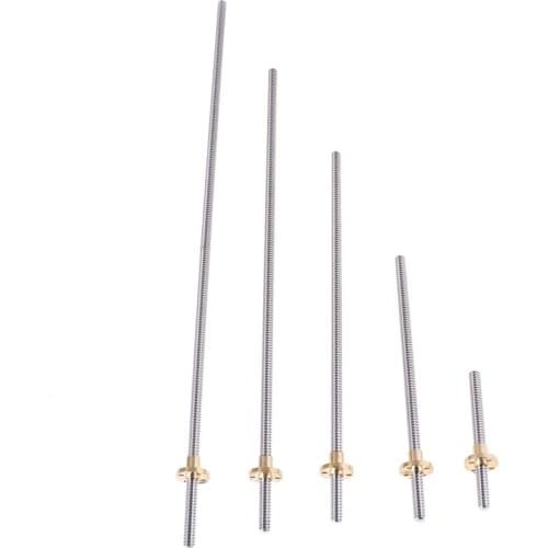 Hot!1PC 3D Printer T8x2 Lead Screw 100-500mm Trapezoidal Acme Rod+Anti-backlash Nut Tool Parts new