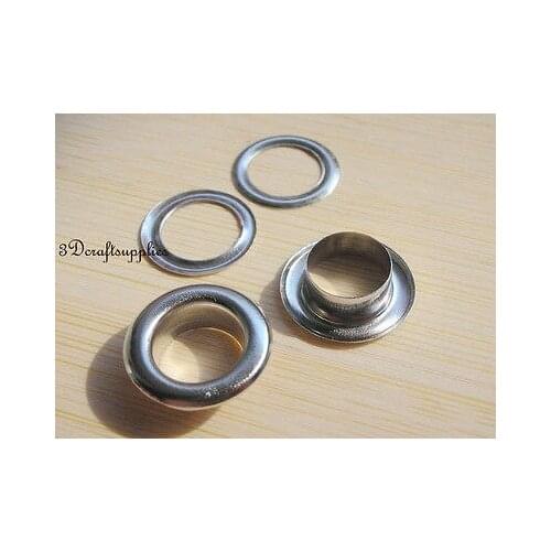 Eyelets metal with washer grommets silver nickel round 80 sets 8 mm G39