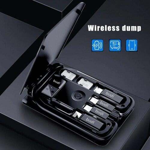 BUDI Multi-function Universal Smart Adapter Card Storage Box 15W Wireless Charging for iPhone Xiaomi Travel Portable Storage Bag