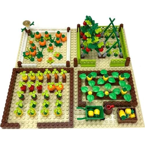 Moc Farm City Farm Trees Plants Carrot Pumpkin Pineapple Corn Field Model Carrot DIY Kids Bricks Educational Toy Christmas Gifts