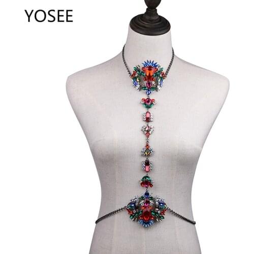 Fashion Exaggerated Diamond Flower Necklace Body Chain