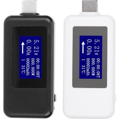 Type‑C Tester Multifunctional Bidirectional Digital Current Voltmeter DC Power Bank Charger Indicator Black/White Optional