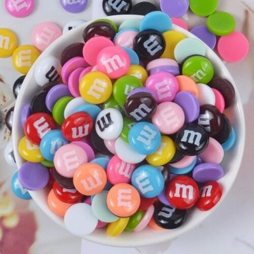 Cartoon cute color M letter candy beanie 10pcs resin mobile phone case home decoration small gifts wholesale