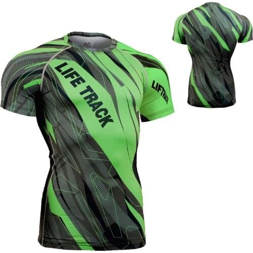 Men`s SPLINTERS Full Greeen Compression Shirts Short Sleeve Quick Dry Bae Layer MMA Fitness Running Workout Tops Tees