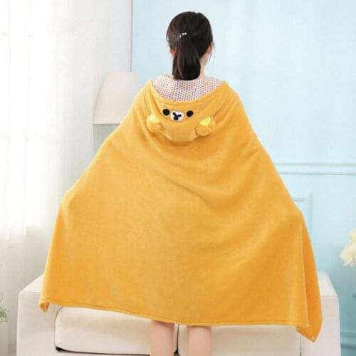 Cute Yellow Bear Cartoon Animal Soft Plush Cloak Air Conditioning Blankets Thicken Blankets Great Children Kids Boys Girls Gifts