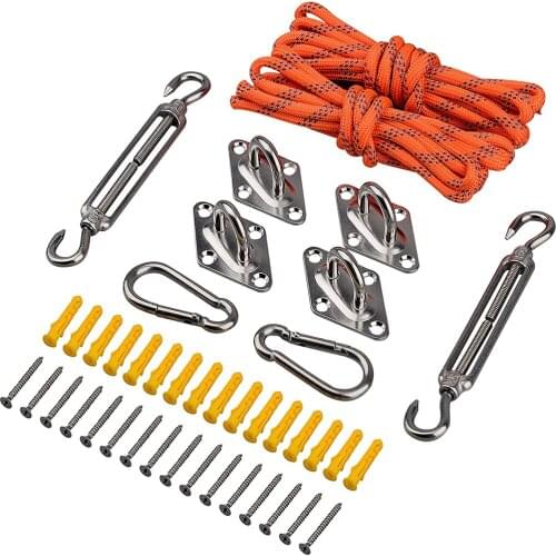 Stainless Steel Awning Attachment Set Heavy Duty Sun Shade Sail Hardware Kit for Triangle Square Rectangle Fixing Accessories