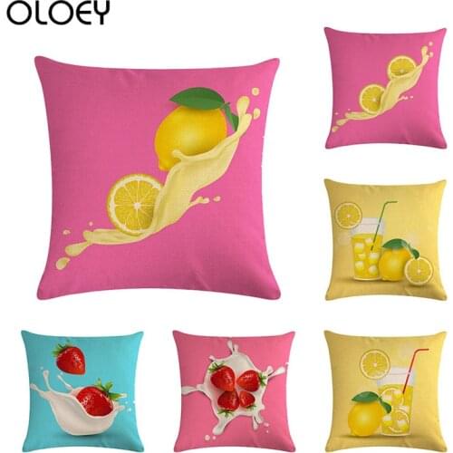 Fruit Pillowcase, Square Linen Soft Pillowcase, Bedroom Pillowcase, Decorative Pillowcase for Home Hotel Car, Size 45cmx45cm