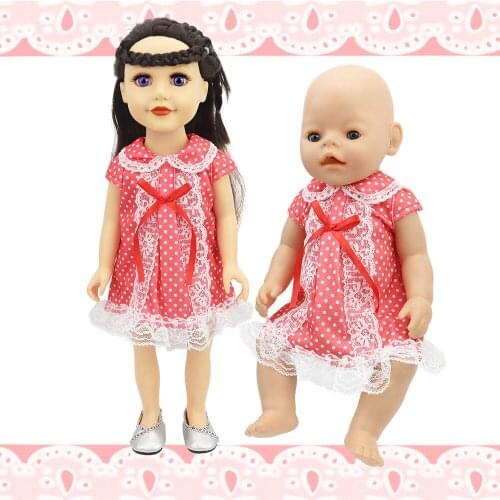2021 New Pattern Dot Dress Lace Fit 18 Inch American 43cm Baby Doll Clothes Accessories,Girls Toys,Generation