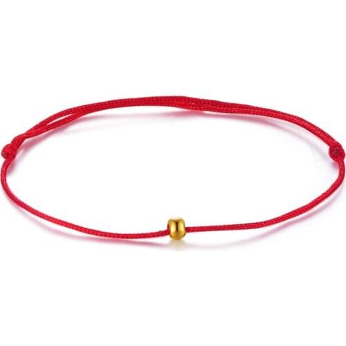 New Arrival 24K Yellow Gold Bracelet Women Lucky Red String Beads Bracelet