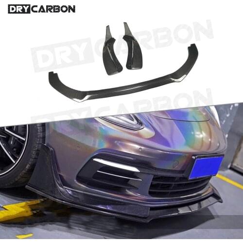 Dry Carbon Fiber Front Lip Chin Spoiler Splitters Flaps For Porsche Panamera 971 2017 2018 2019 Bumper Aprons Car Styling