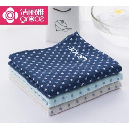 Grace 100% Cotton Absorbent Face Towel 34*34cm 3 Colors Soft Double Gauze Towel for Adults 3PCS