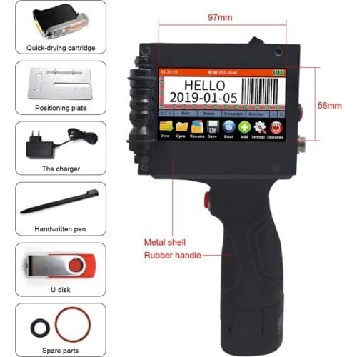 Handheld Inkjet Printer 12 languages 12.7mm QR Bar Batch Code Date Logo Expiry Date Label Mobile Portable jet thermal Printer