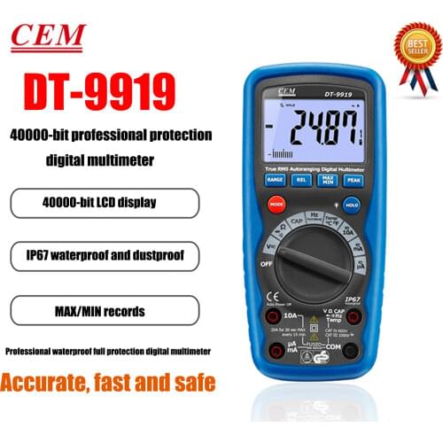 CEM DT-9919 Professional Waterproof Dustproof Full Protection Digital Multimeter to Detect Resistance and Capacitance Frequency