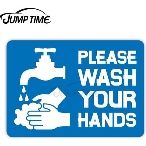 Jump Time 13cm x10cm Car Sticker WASH YOUR HANDS Decals Personality Building Windshield Vinyl Waterproof Car Accessories