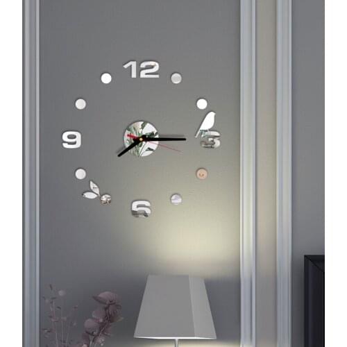 Modern Design Mini DIY wall clock watch clocks 3D acrylic mirror stickers Living Room Office Decor Quartz Needle Europe horloge
